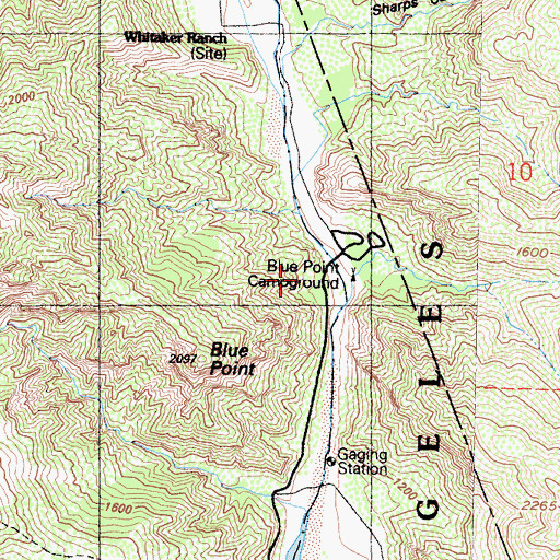 Topographic Map of Blue Point Campground, CA