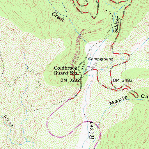 Topographic Map of Coldbrook Guard Station, CA