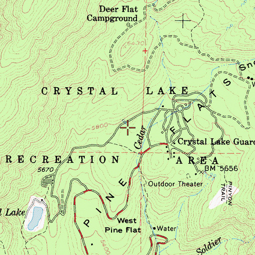 Topographic Map of Crystal Lake Recreation Area, CA
