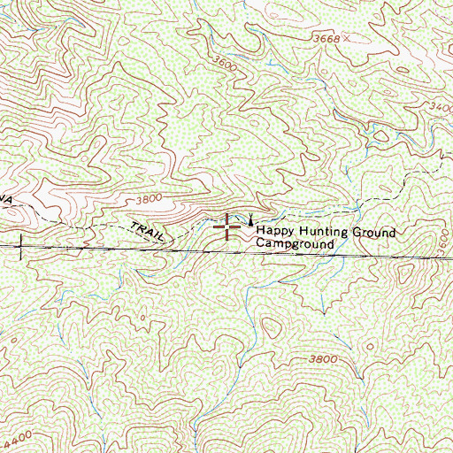 Topographic Map of Happy Hunting Ground Campground, CA