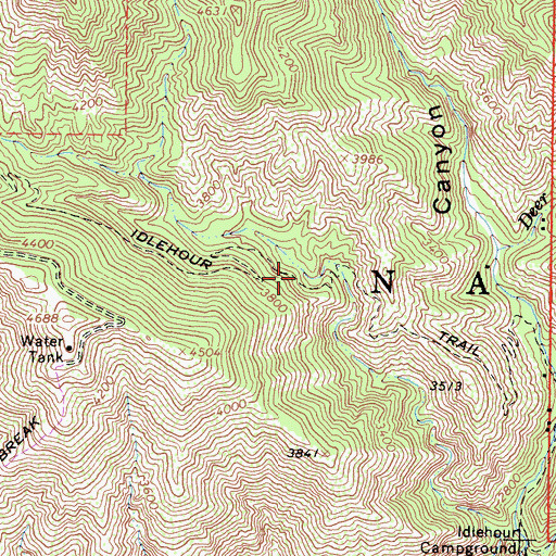Topographic Map of Idlehour Trail, CA
