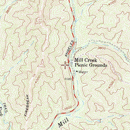 Topographic Map of Mill Creek Picnic Grounds, CA