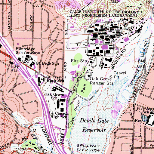 Topographic Map of Oak Grove Ranger Station, CA