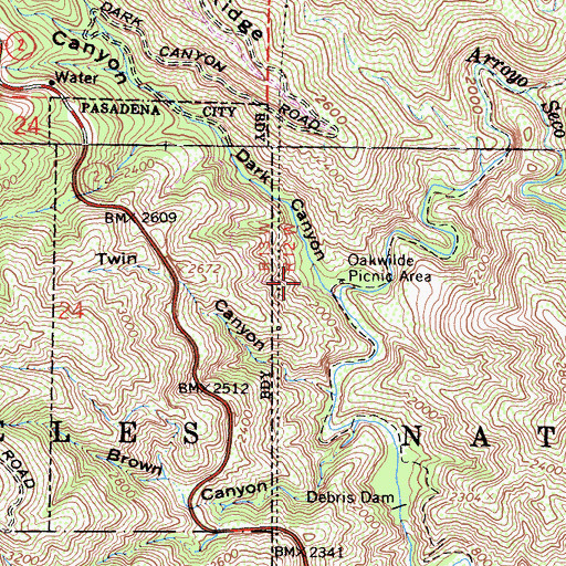 Topographic Map of Oakwide Picnic Area, CA