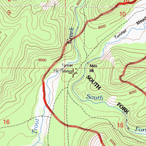 Topographic Map of Tunnel Forest Service Station, CA