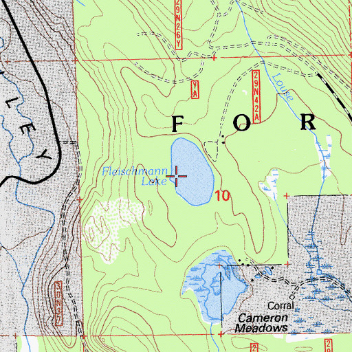 Topographic Map of Fleischmann Lake, CA