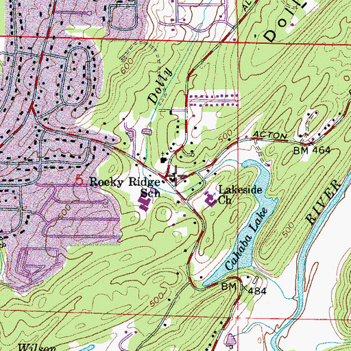 Topographic Map of Rocky Ridge Elementary School, AL