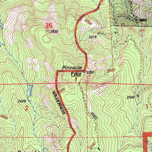 Topographic Map of Pinnacle Peak, CA