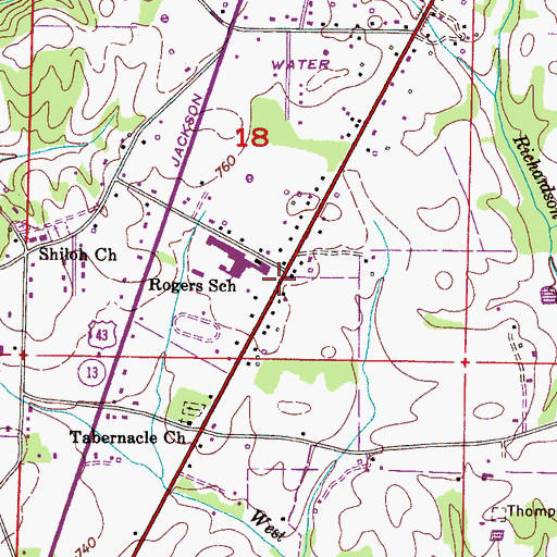 Topographic Map of T M Rogers High School, AL