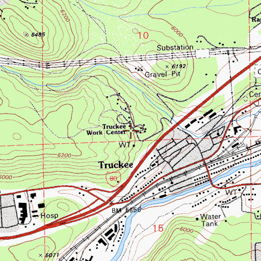 Topographic Map of Truckee Work Center, CA