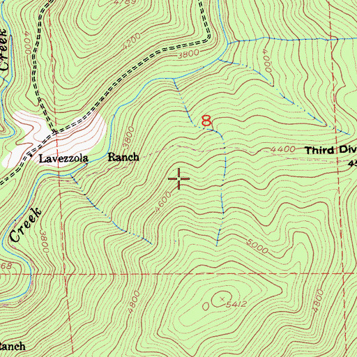 Topographic Map of Third Divide Trail, CA