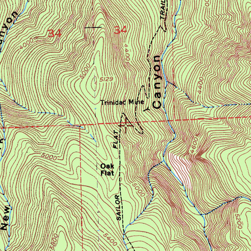 Topographic Map of Sailore Flat Trail, CA