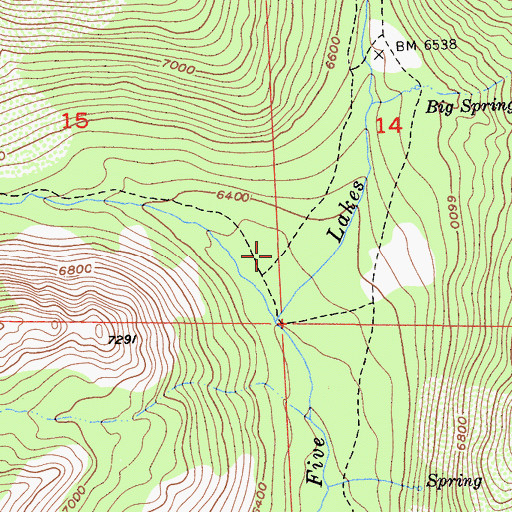 Topographic Map of Five Lakes Creek Trail, CA