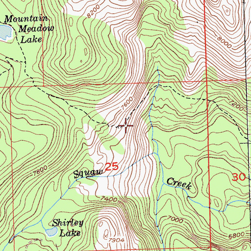 Topographic Map of Granite Chief Trail, CA