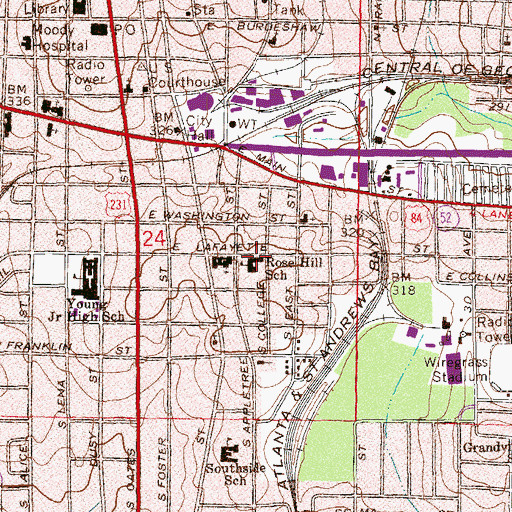 Topographic Map of Rose Hill Elementary School, AL