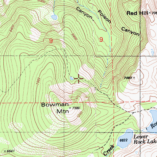 Topographic Map of Bowman Mountain Trail, CA