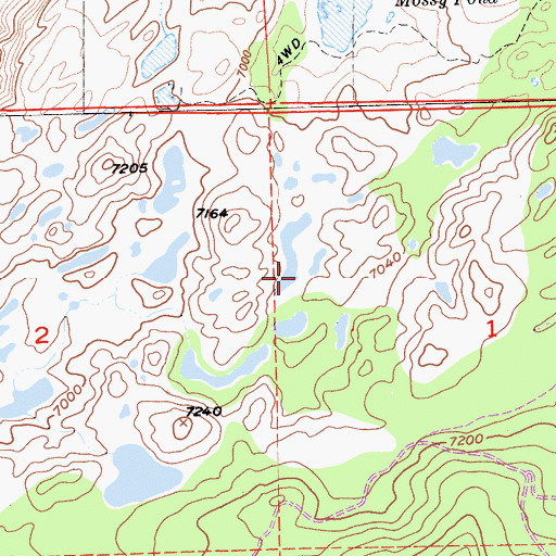 Topographic Map of Mossy Pond East Trail, CA