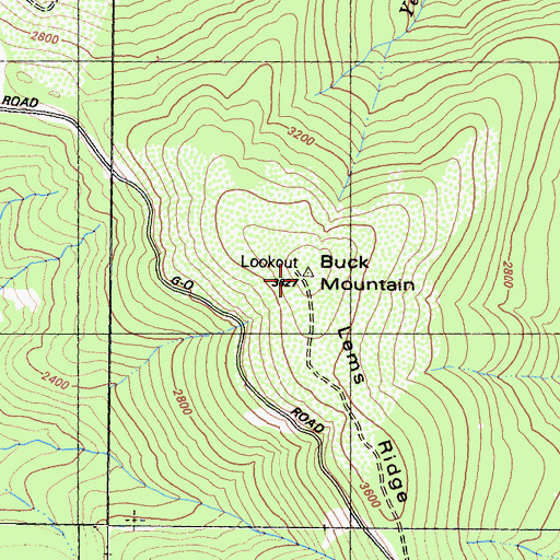 Topographic Map of Buck Mountain Lookout, CA