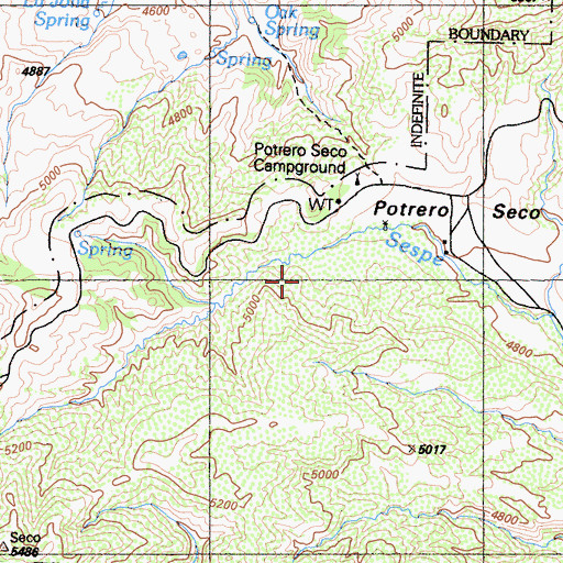 Topographic Map of Potrero Seco Rustic Campsite, CA