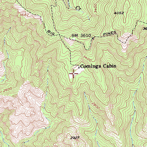 Topographic Map of Comings Rustic Campsite, CA