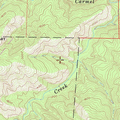 Topographic Map of Lower Pine Creek Rustic Campsite, CA