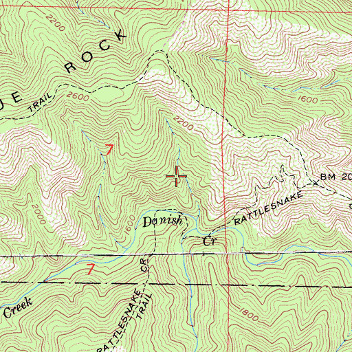 Topographic Map of Danish Creek Recreation Site, CA
