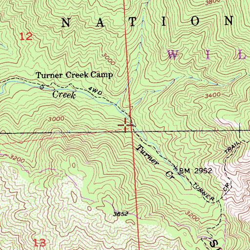 Topographic Map of Apple Tree Rustic Campsite, CA