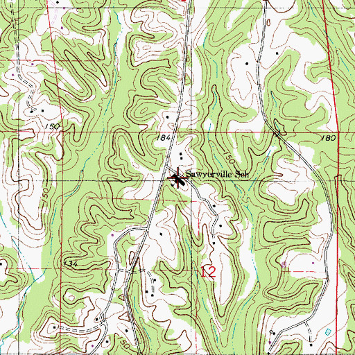 Topographic Map of Sawyerville Elementary School, AL