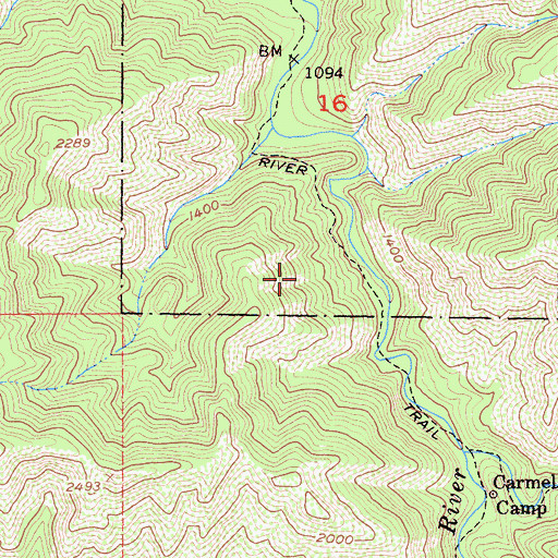 Topographic Map of Bluff Camp Recreation Site, CA