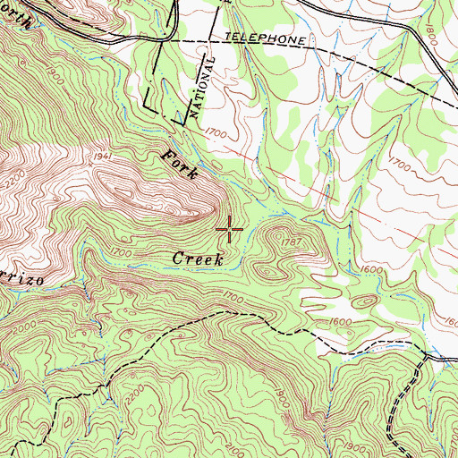 Topographic Map of Carrizo Springs Rustic Campsite, CA