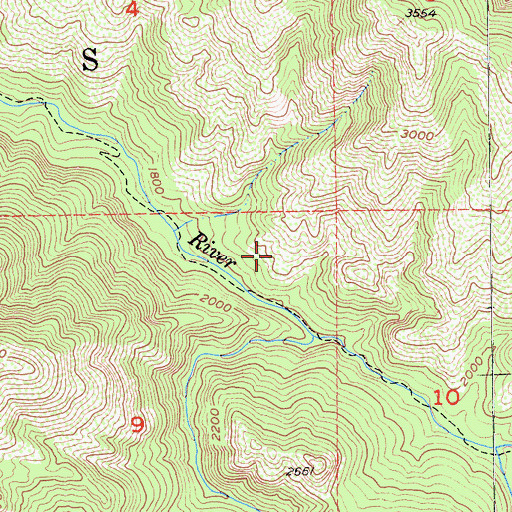 Topographic Map of South Fork Rustic Campsite, CA