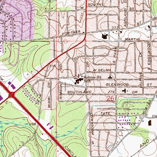 Topographic Map of Selma Street Elementary School, AL