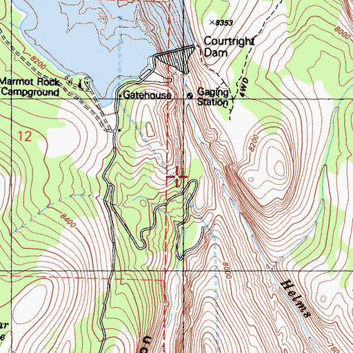 Topographic Map of Courtright Intrusive Contact Zone Geological Area, CA
