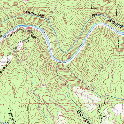 Topographic Map of American River Flume, CA