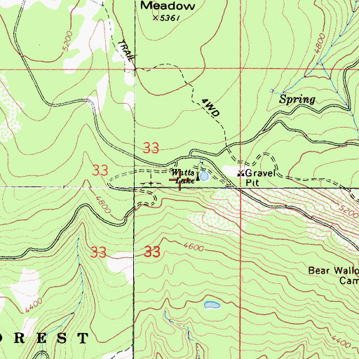 Topographic Map of Watts Lake Recreation Site, CA
