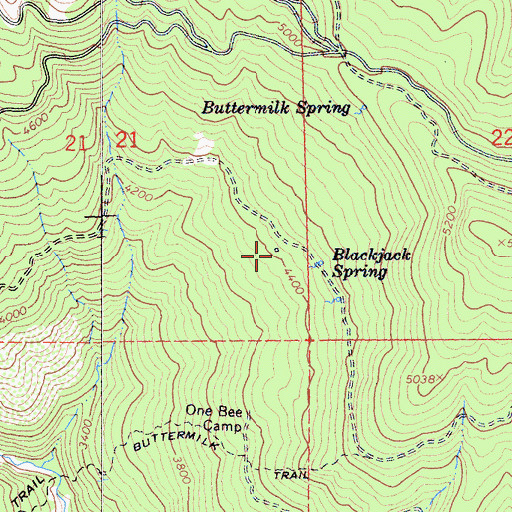 Topographic Map of Blackjack Recreation Site, CA