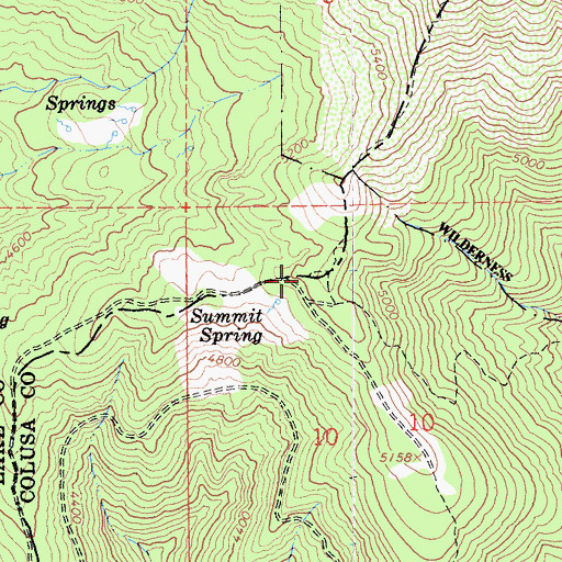Topographic Map of Summit Springs Trailhead Parking, CA