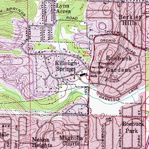 Topographic Map of Smith Middle School, AL