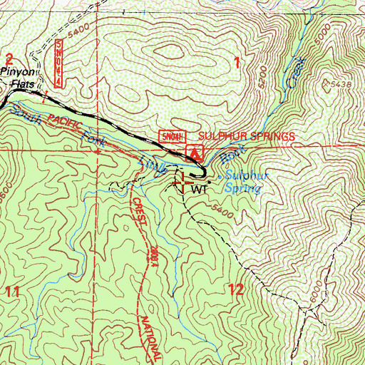 Topographic Map of Sulpher Springs Campground, CA