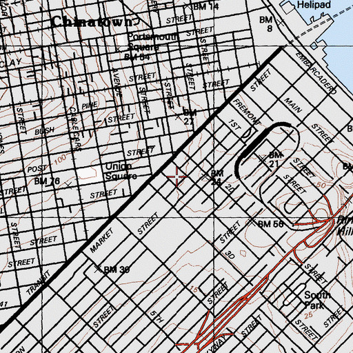 Topographic Map of Academy of Art University, CA