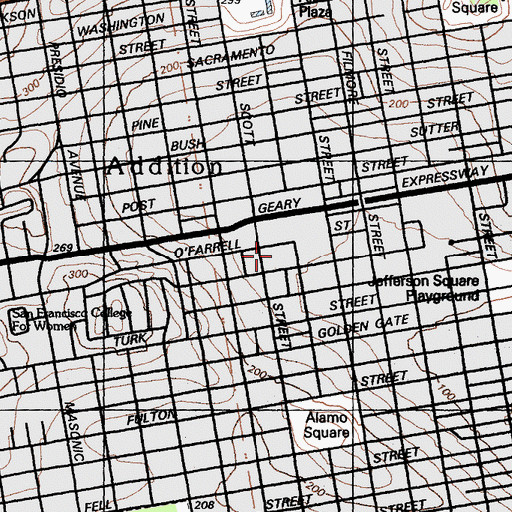 Topographic Map of Amanico Ergina Village, CA