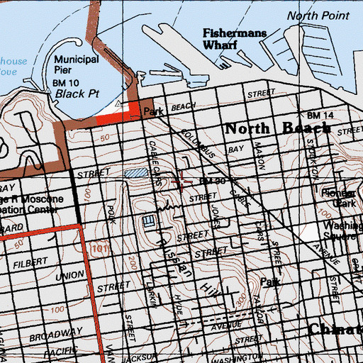 Topographic Map of Anne Bremer Memorial Library, CA