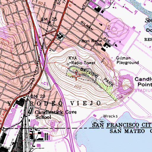 Topographic Map of Bay View Hill, CA