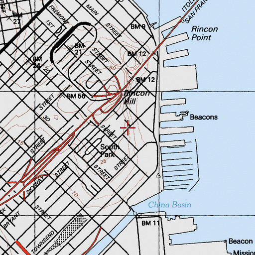 Topographic Map of Bayside Village, CA