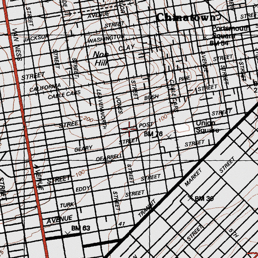 Topographic Map of Bohemian Club, CA