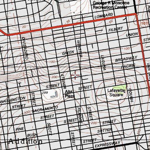 Topographic Map of Bourn Mansion, CA