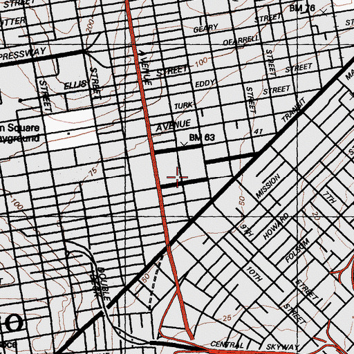 Topographic Map of Brooks Exhibit Hall, CA