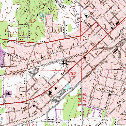 Topographic Map of Morris Snower Elementary School, AL