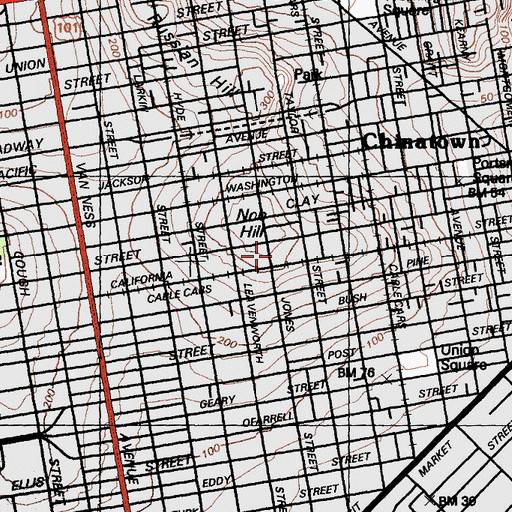 Topographic Map of Cathedral School for Boys, CA