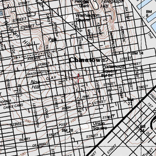 Topographic Map of Chinese Baptist Church, CA